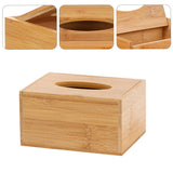 Bamboo Tissue Box Wooden Cover Dispenser Holder Storage Case for Home and Office - Low Angle