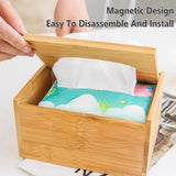 Bamboo Tissue Box Wooden Cover Dispenser Holder Storage Case for Home and Office - Extra Image