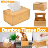 Bamboo Tissue Box Wooden Cover Dispenser Holder Storage Case for Home and Office - Extra Image