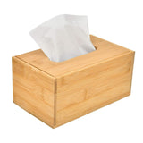 Bamboo Tissue Box Wooden Cover Dispenser Holder Storage Case for Home and Office - Front View