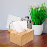 Bamboo Tissue Box Wooden Cover Dispenser Holder Storage Case for Home and Office - 45-Degree Angle