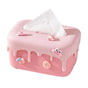 Cream Tissue Box Desktop Paper Holder Decorative Cardboard Napkin Storage Case - Pink