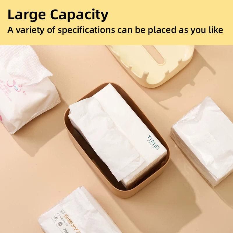 Cream Tissue Box Desktop Paper Holder Decorative Cardboard Napkin Storage Case - Pink