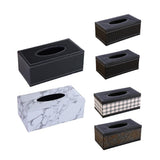 High-End PU Leather Tissue Box Holder for Hotel Home Office Decor Elegant Design - Black Woven Pattern