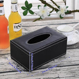 High-End PU Leather Tissue Box Holder for Hotel Home Office Decor Elegant Design - Black Woven Pattern - Side View