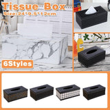 High-End PU Leather Tissue Box Holder for Hotel Home Office Decor Elegant Design - Black Buttons
