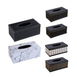 High-End PU Leather Tissue Box Holder for Hotel Home Office Decor Elegant Design - Black Buttons - Front View