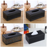 High-End PU Leather Tissue Box Holder for Hotel Home Office Decor Elegant Design - Black Buttons - Top-Down View