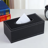 High-End PU Leather Tissue Box Holder for Hotel Home Office Decor Elegant Design - Black Buttons - 45-Degree Angle