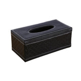 High-End PU Leather Tissue Box Holder for Hotel Home Office Decor Elegant Design - Black Buttons - Close-Up Angle