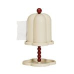 Double Shelf Paper Towel Box Dustproof Lid Vintage Tissue Holder for Kitchen - White