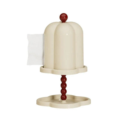 Double Shelf Paper Towel Box Dustproof Lid Vintage Tissue Holder for Kitchen - White