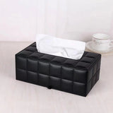 Leather Tissue Box Holder Rectangular Tissue Dispenser for Living Room Home - White - 45-Degree Angle
