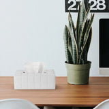 Leather Tissue Box Holder Rectangular Tissue Dispenser for Living Room Home - White - Low Angle