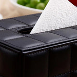 Leather Tissue Box Holder Rectangular Tissue Dispenser for Living Room Home - White - Extra Image