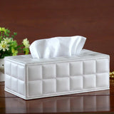 Leather Tissue Box Holder Rectangular Tissue Dispenser for Living Room Home - White - Extra Image