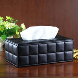 Leather Tissue Box Holder Rectangular Tissue Dispenser for Living Room Home - White - Extra Image