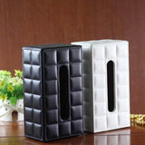 Leather Tissue Box Holder Rectangular Tissue Dispenser for Living Room Home - White - Extra Image
