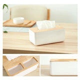Wooden Lid Tissue Storage Box Dispenser for Napkins Desk Paper Holder Organiser - Pink - Top-Down View