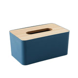Wooden Lid Tissue Storage Box Dispenser for Napkins Desk Paper Holder Organiser - Yellow - Close-Up Angle