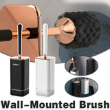Wall Mounted Toilet Brush Holder Set Bathroom Cleaning Brush for Home Restroom - Black