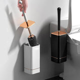 Wall Mounted Toilet Brush Holder Set Bathroom Cleaning Brush for Home Restroom - Black - 45-Degree Angle
