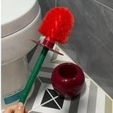 Soft Wool Toilet Brush with Long Handle Plastic Cleaning Brush Household Tool - Top-Down View