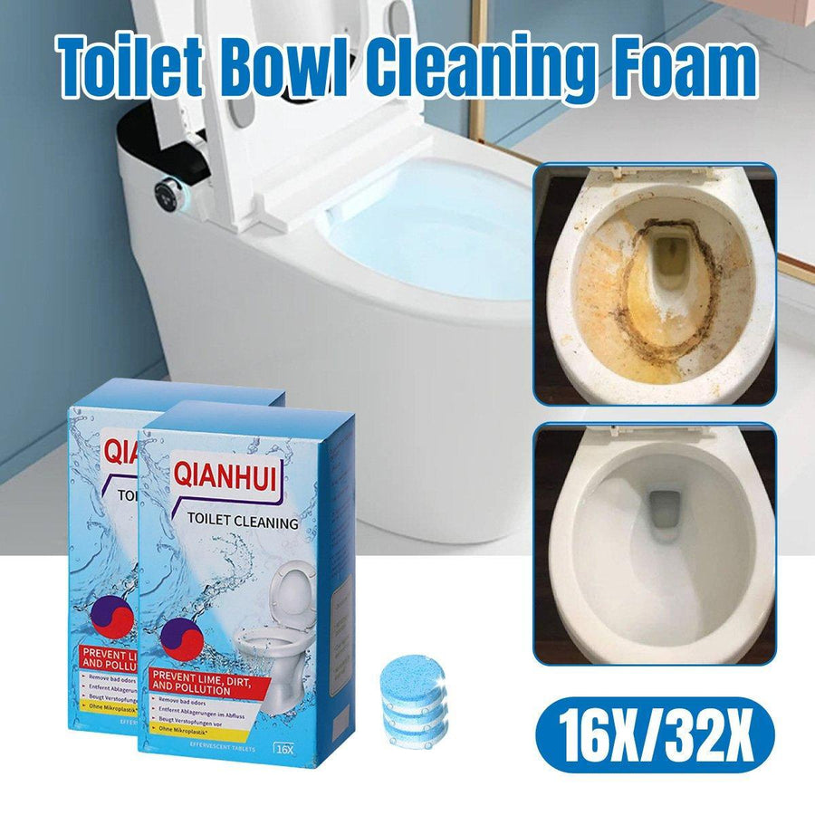 16/32pcs Effervescent Toilet Cleaning Tablets Descaling Deodorizing Odor Free - 1 box