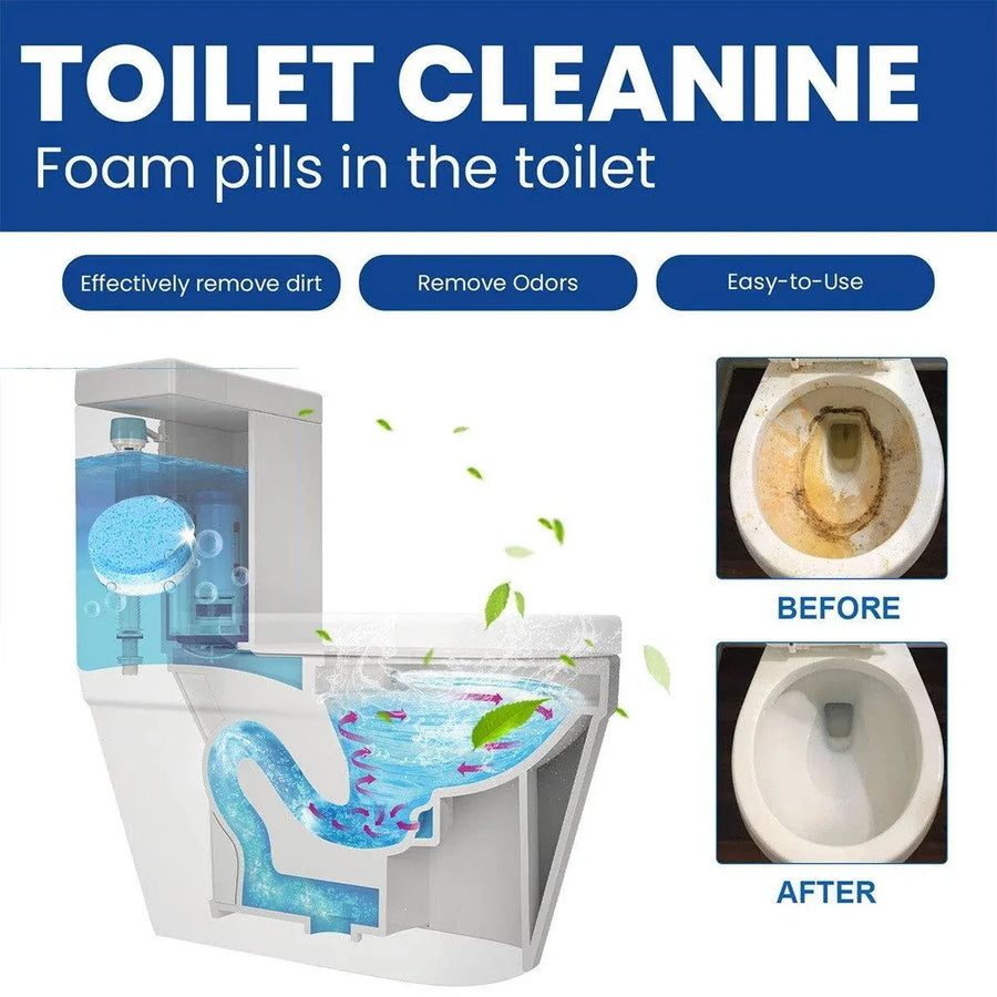 16/32pcs Effervescent Toilet Cleaning Tablets Descaling Deodorizing Odor Free - 2 boxes
