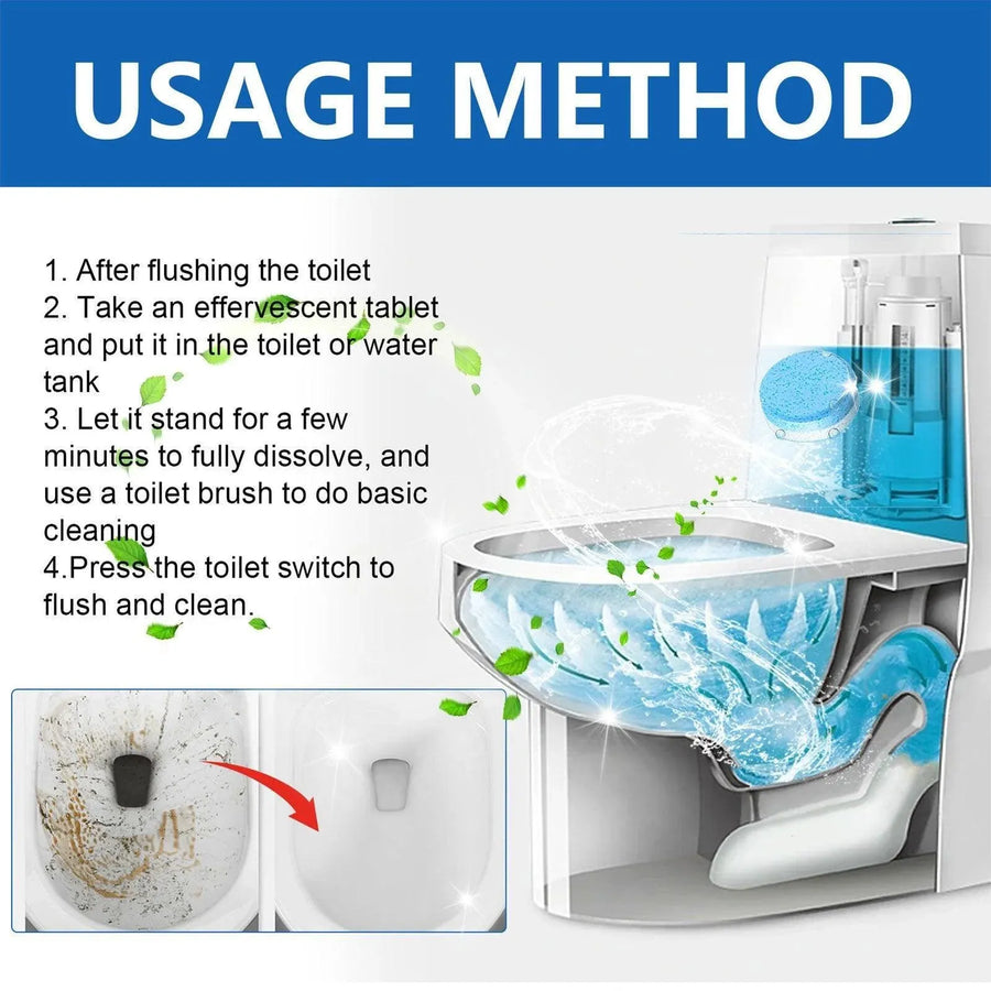 16/32pcs Effervescent Toilet Cleaning Tablets Descaling Deodorizing Odor Free - 2 boxes