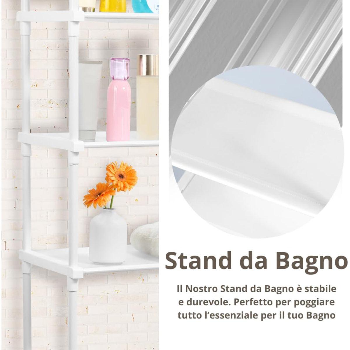 Bathroom Rack Over Toilet Washing Machine Shelf Storage Organizer Stand Unit - Black