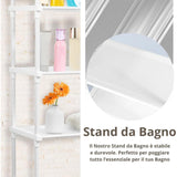 Bathroom Rack Over Toilet Washing Machine Shelf Storage Organizer Stand Unit - Black - Top-Down View
