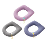 Soft Toilet Seat Bathroom Washable Warmer Cushion Mat Cover Pad Hook New Lid  Au - Blue - Side View