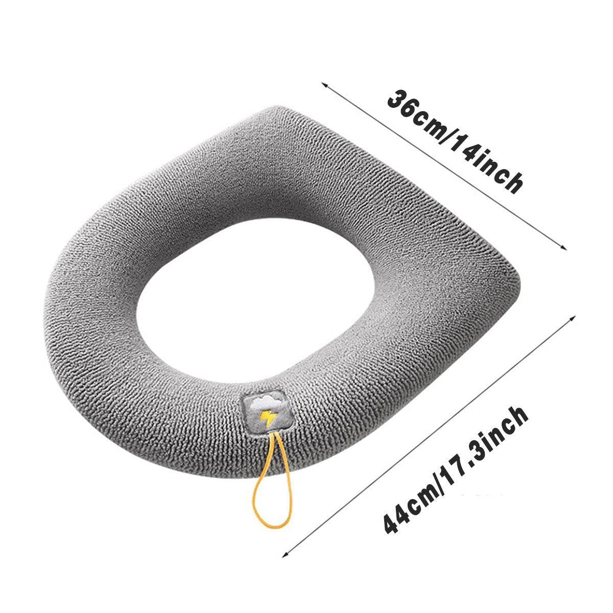 Soft Toilet Seat Bathroom Washable Warmer Cushion Mat Cover Pad Hook New Lid  Au - Grey