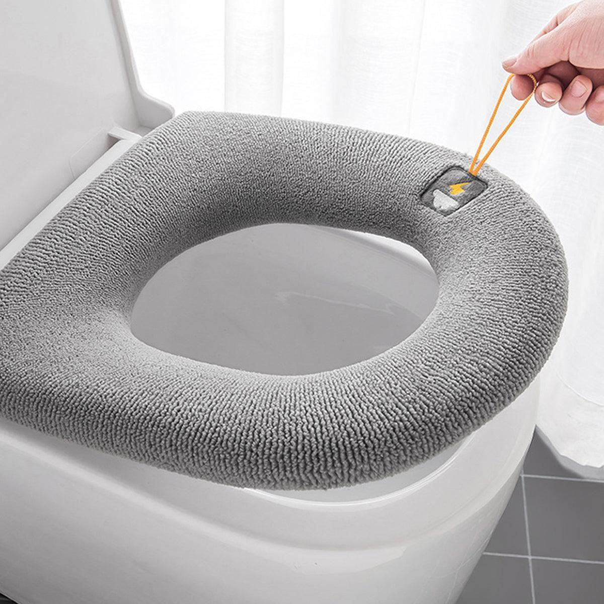Soft Toilet Seat Bathroom Washable Warmer Cushion Mat Cover Pad Hook New Lid  Au - Grey