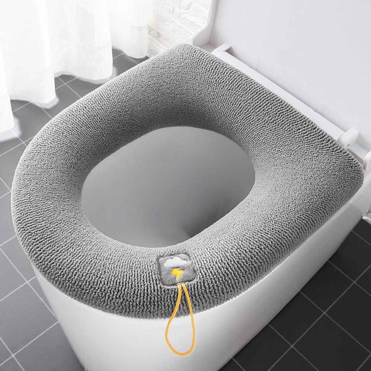 Soft Toilet Seat Bathroom Washable Warmer Cushion Mat Cover Pad Hook New Lid  Au - Grey