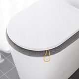 Soft Toilet Seat Bathroom Washable Warmer Cushion Mat Cover Pad Hook New Lid  Au - Grey - Top-Down View