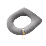 Soft Toilet Seat Bathroom Washable Warmer Cushion Mat Cover Pad Hook New Lid  Au - Grey - Close-Up Angle