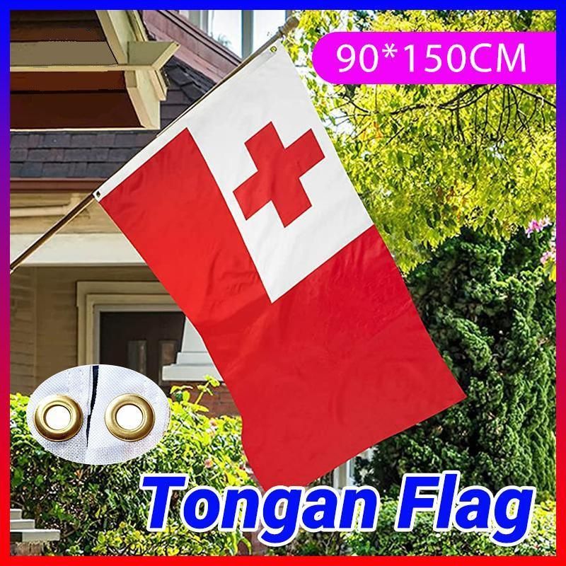 Tonga National Flag 90x150cm Outdoor Polyester Banner with Eyelets