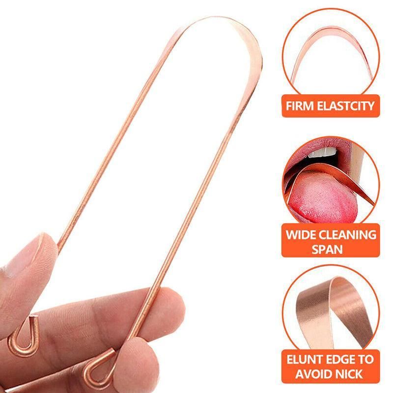 Pure Copper Tongue Scraper Cleaner Thick 12Gm Ayurvedic Dental Hygiene Oral Care - 1PC