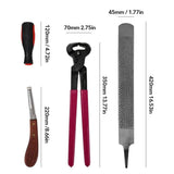 14 Inch Shoe Repair Tool Set Pliers Knife File Horseshoe Shear Hoof Trimming Kit - Side View