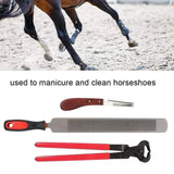 14 Inch Shoe Repair Tool Set Pliers Knife File Horseshoe Shear Hoof Trimming Kit - Low Angle