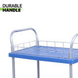 2 Tier Silent Flatbed Trolley with Double Handle for Moving Warehouse Transport - 45-Degree Angle