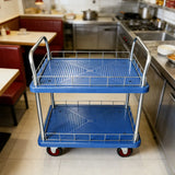 2 Tier Silent Flatbed Trolley with Double Handle for Moving Warehouse Transport - Extra Image