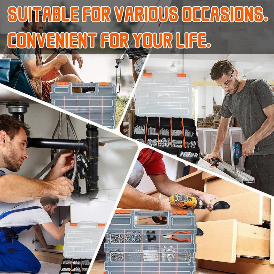 Double Sided Portable Hardware Tools Storage Box Parts Organizer Accessories Box
