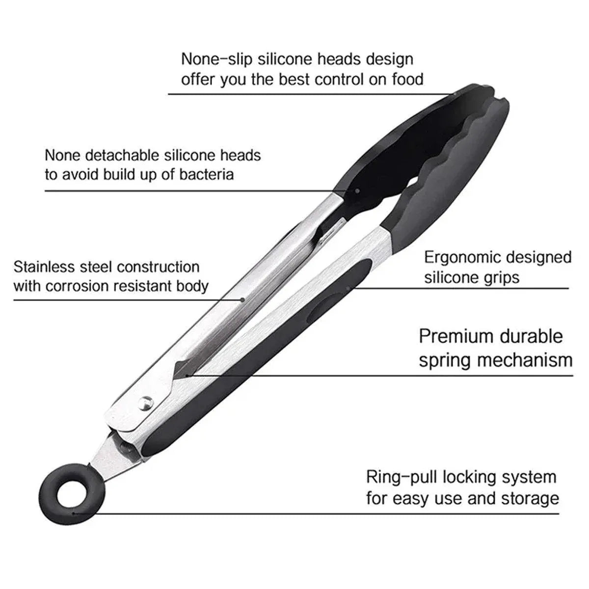 5pcs Kitchen Food Clamps Scalding Resistant Barbecue Tongs Cooking Clamp Set