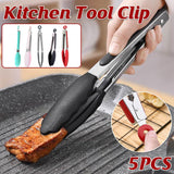 5pcs Kitchen Food Clamps Scalding Resistant Barbecue Tongs Cooking Clamp Set