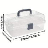 Translucent Three Layer Toolbox Multifunctional Folding Storage Box Organizer - Side View