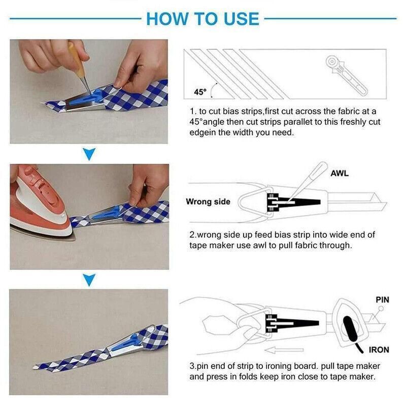 61Pcs Fabric Bias Tape Maker Sewing Binding Quilting Tool Presser Foot Kit Craft