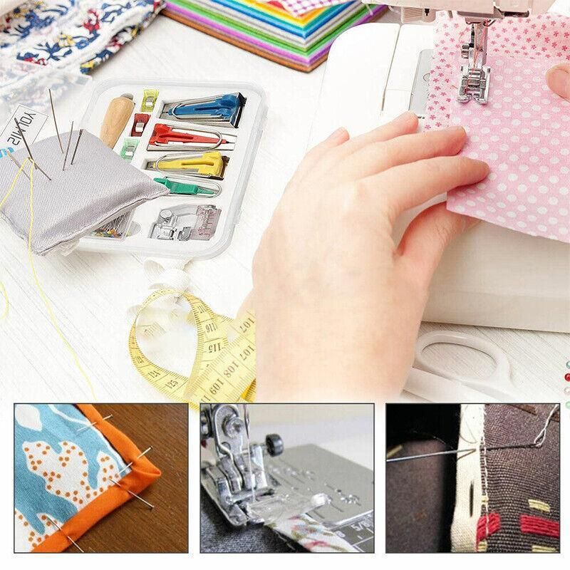 61Pcs Fabric Bias Tape Maker Sewing Binding Quilting Tool Presser Foot Kit Craft